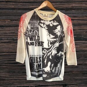 Cream and Black Graphic Sweatshirt with Vintage Horse Design